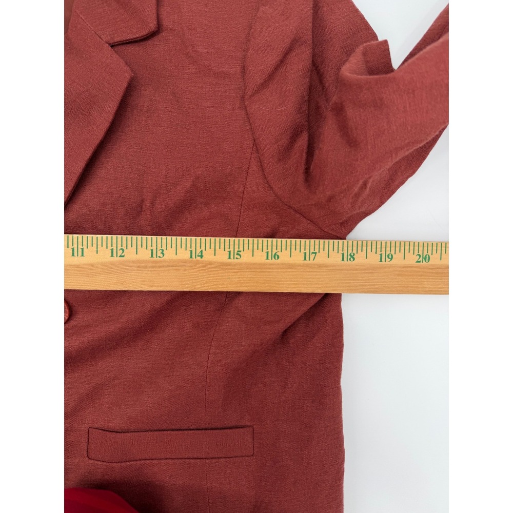 Express Womens Rust Linen Blend Double Breasted Cropped Blazer Jacket Size M NEW - Picture 5 of 7